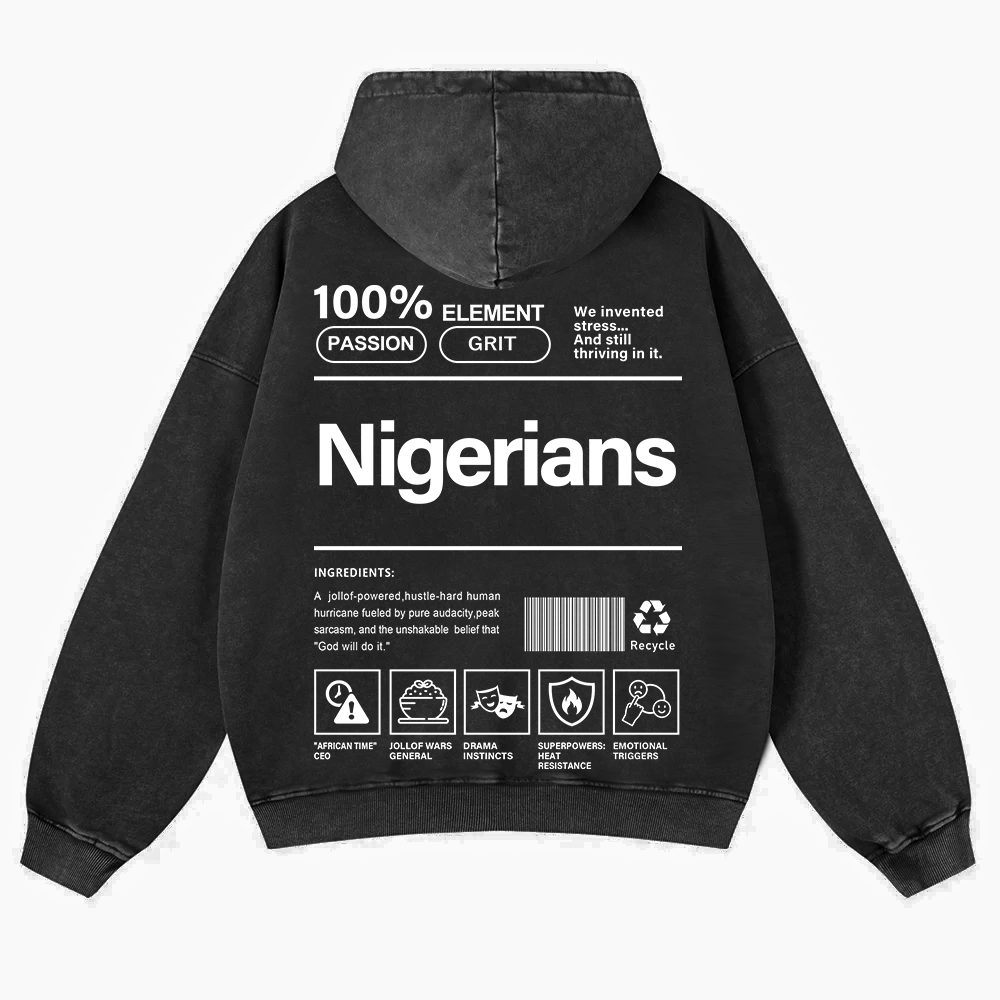Nigerians Unisex Fit  Washed Hoodie wearishow