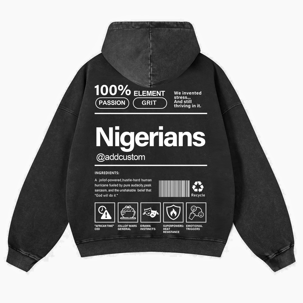 Nigerians Addcustom Unisex Fit  Washed Hoodie wearishow