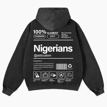 Nigerians Addcustom Unisex Fit  Washed Hoodie wearishow