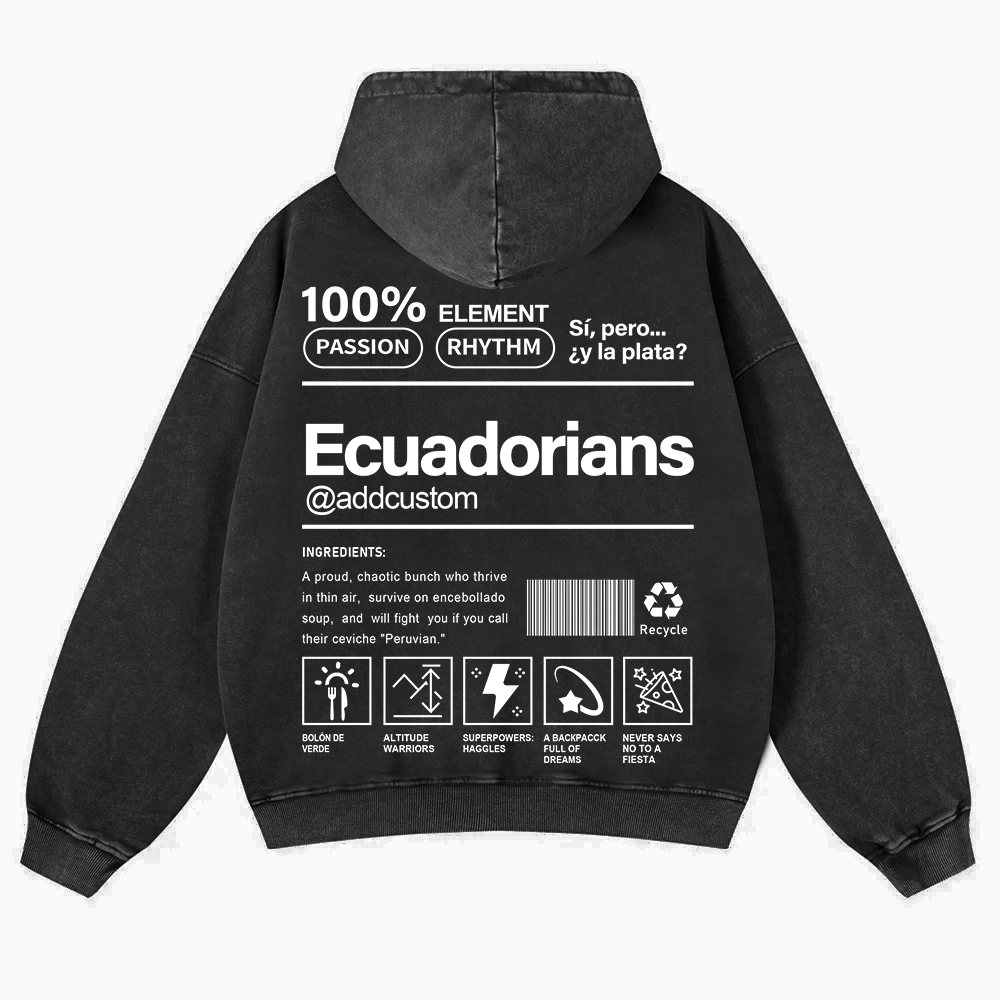 Ecuadorians Addcustom Unisex Fit  Washed Hoodie wearishow
