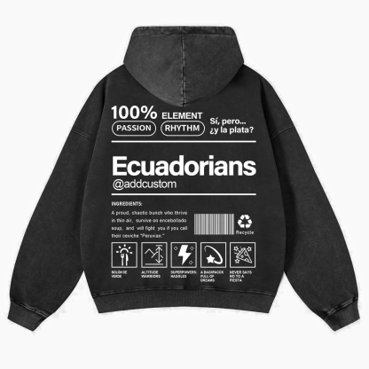 Ecuadorians Addcustom Unisex Fit  Washed Hoodie wearishow