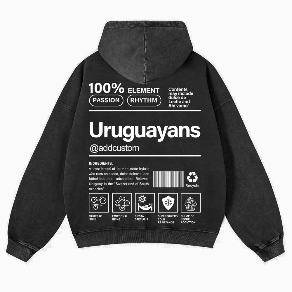Uruguayans Addcustom Unisex Fit  Washed Hoodie wearishow