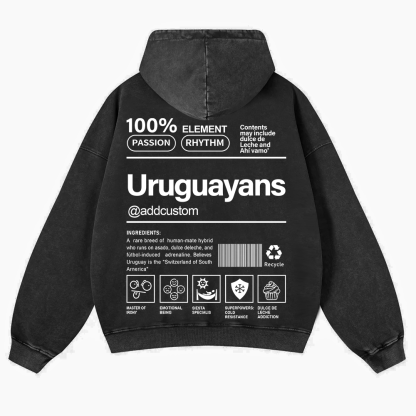 Uruguayans Addcustom Unisex Fit  Washed Hoodie wearishow