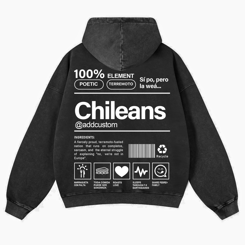 Chileans Addcustom Unisex Fit  Washed Hoodie wearishow