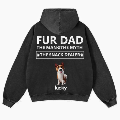Fur Dad The Man The Myth The Snack Dealer - Personalized Custom Unisex Washed Hoodie