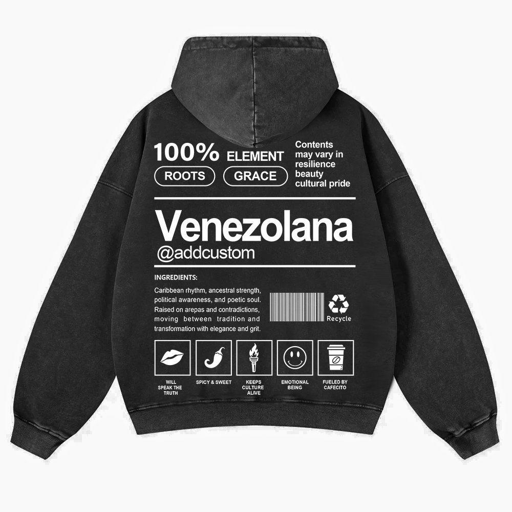 Venezolana Addcustom Unisex Fit  Washed Hoodie wearishow
