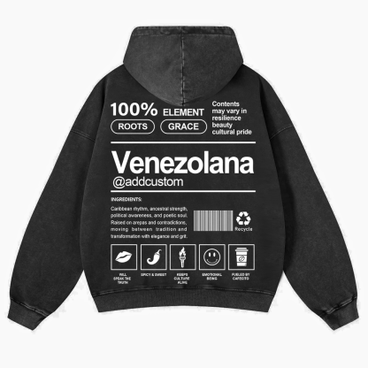 Venezolana Addcustom Unisex Fit  Washed Hoodie wearishow
