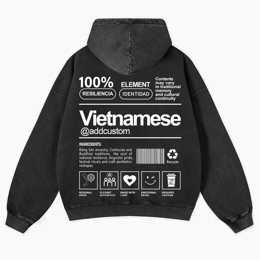 Vietnamese Addcustom Unisex Fit  Washed Hoodie wearishow
