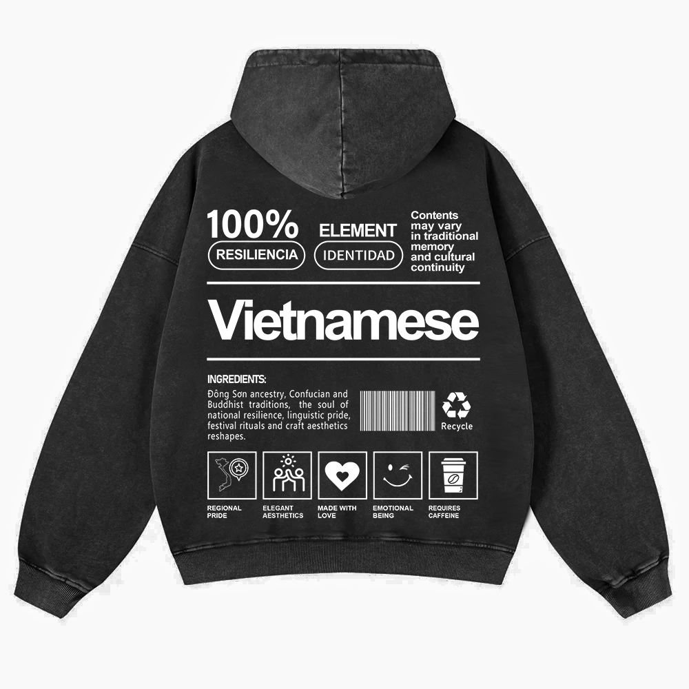 Vietnamese Unisex Fit  Washed Hoodie wearishow
