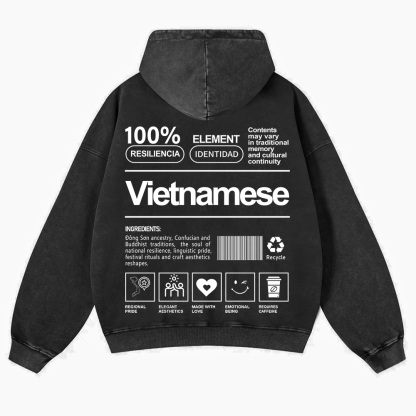 Vietnamese Unisex Fit  Washed Hoodie wearishow