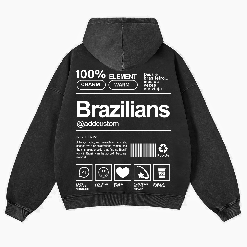 Brazilians Addcustom Unisex Fit  Washed Hoodie wearishow