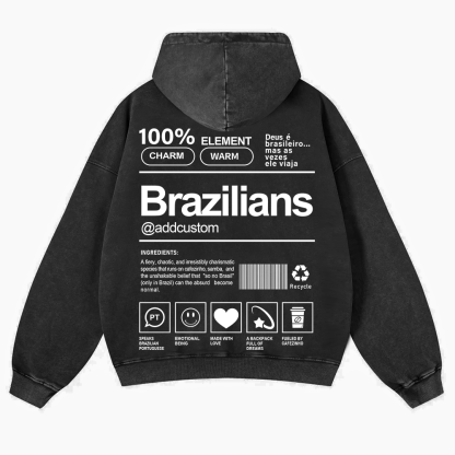Brazilians Addcustom Unisex Fit  Washed Hoodie wearishow