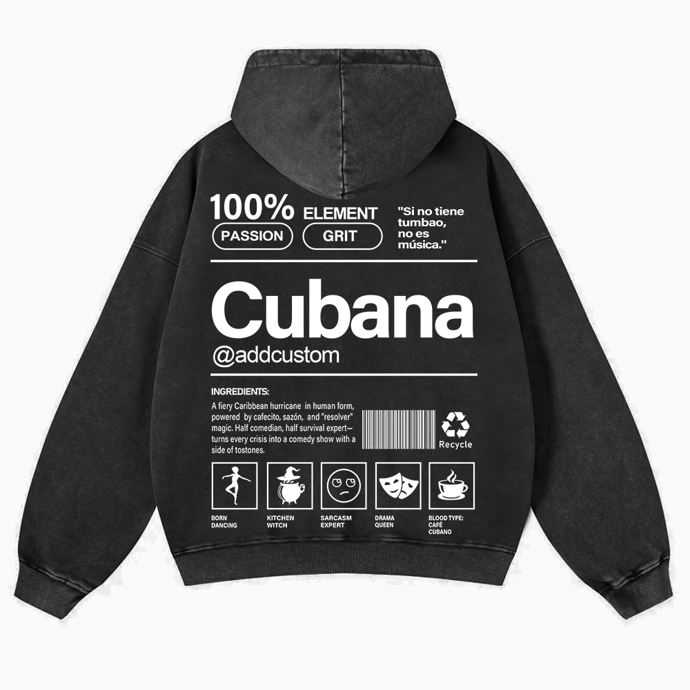 Cubana Addcustom Unisex Fit  Washed Hoodie wearishow
