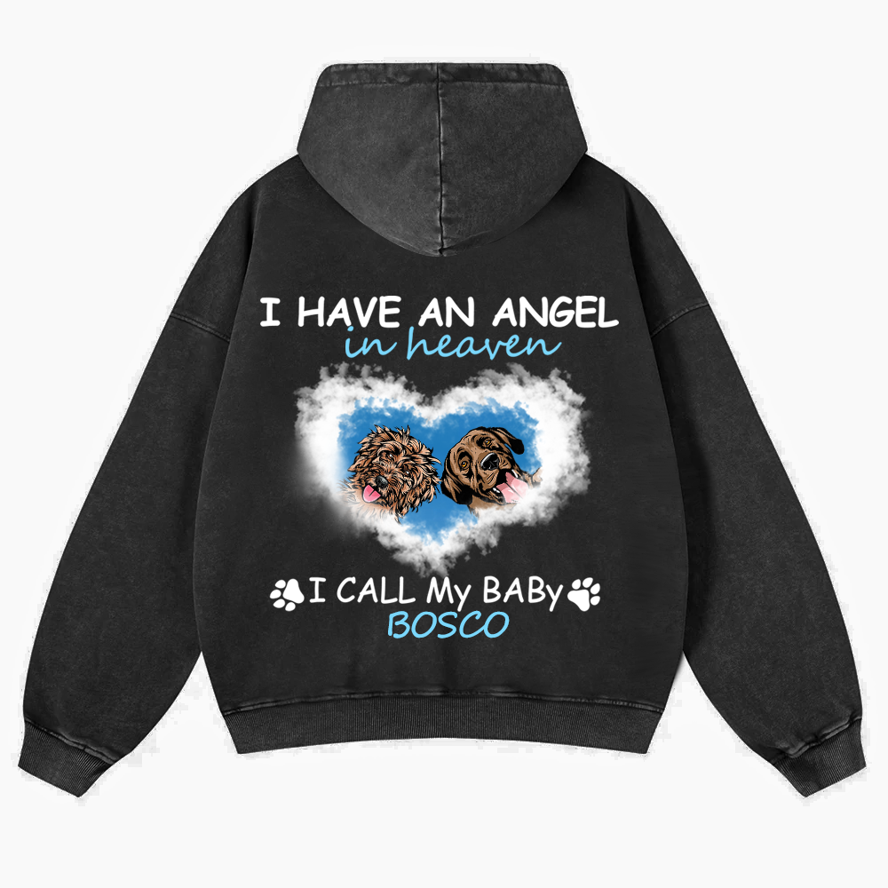 Have An Angel In Heaven - Personalized Custom Unisex Washed Hoodie wearishow