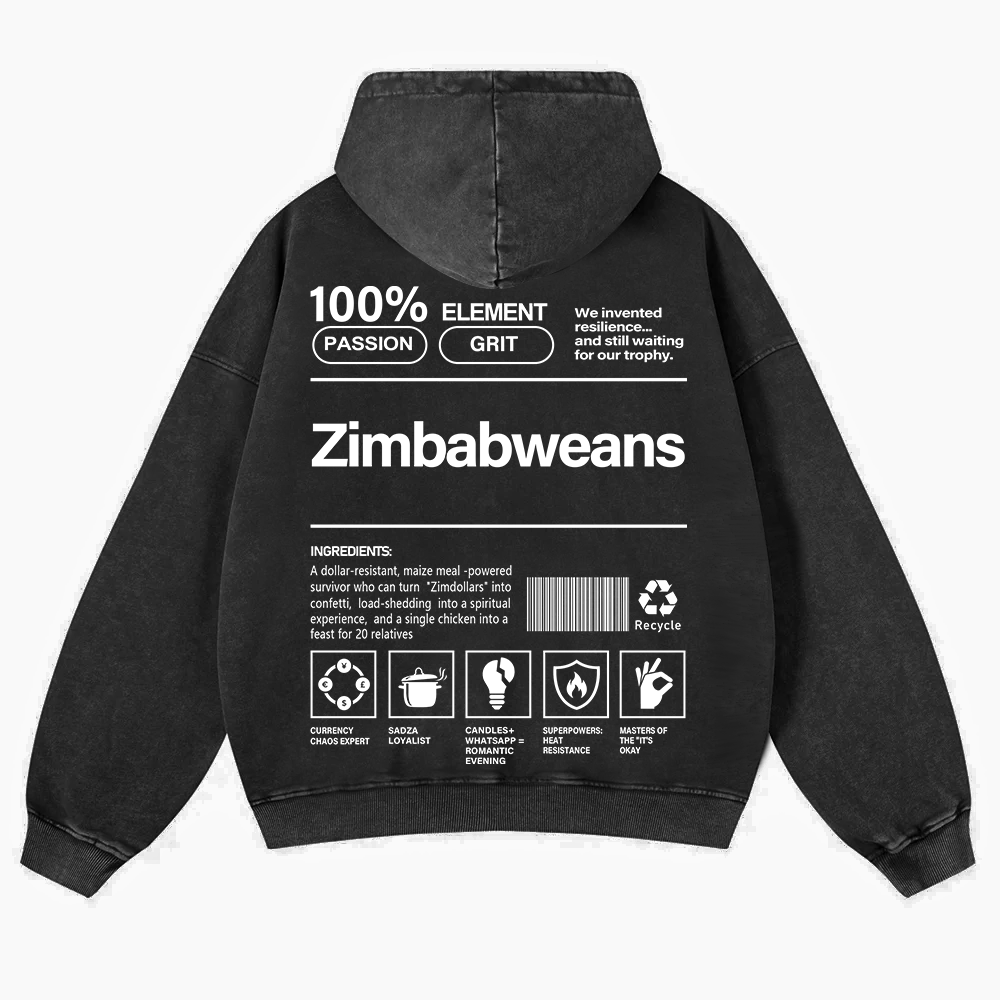 Zimbabweans Unisex Fit  Washed Hoodie wearishow