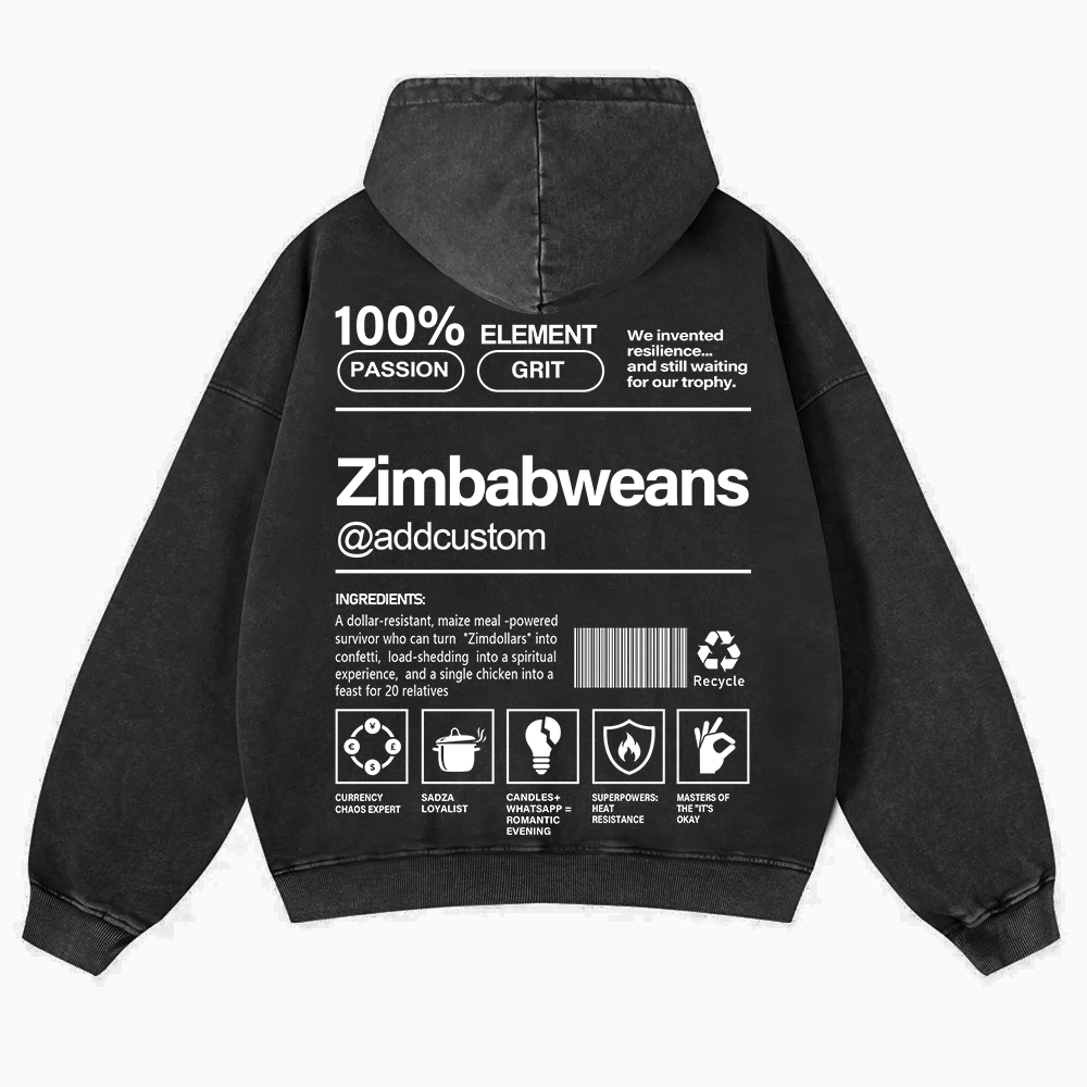 Zimbabweans Addcustom Unisex Fit  Washed Hoodie wearishow