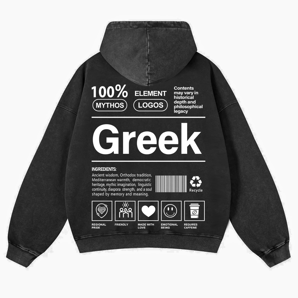 Greek Unisex Fit  Washed Hoodie wearishow