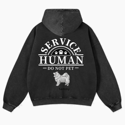 Service Human, Do Not Pet 2- Personalized Custom Unisex Washed Hoodie wearishow