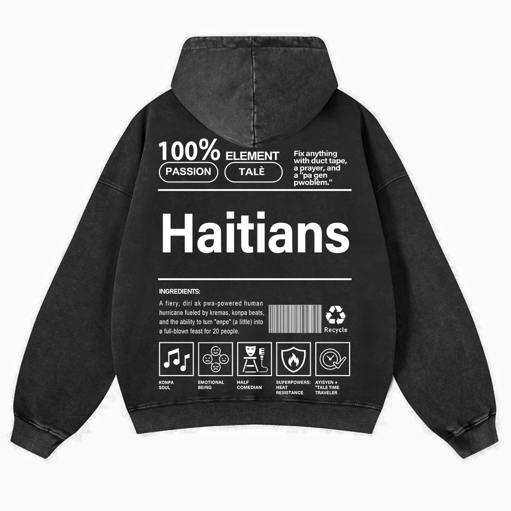 Haitians Unisex Fit  Washed Hoodie wearishow