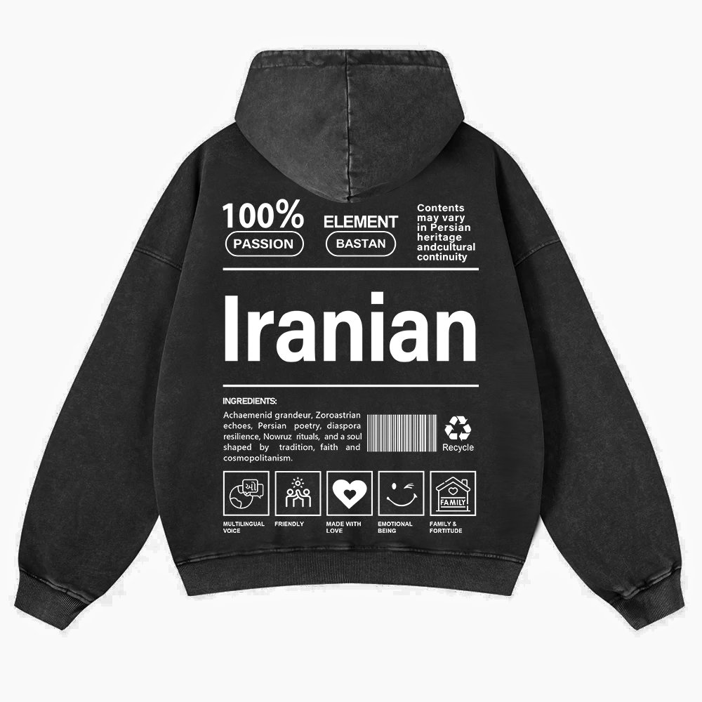 Iranian Unisex Fit  Washed Hoodie wearishow