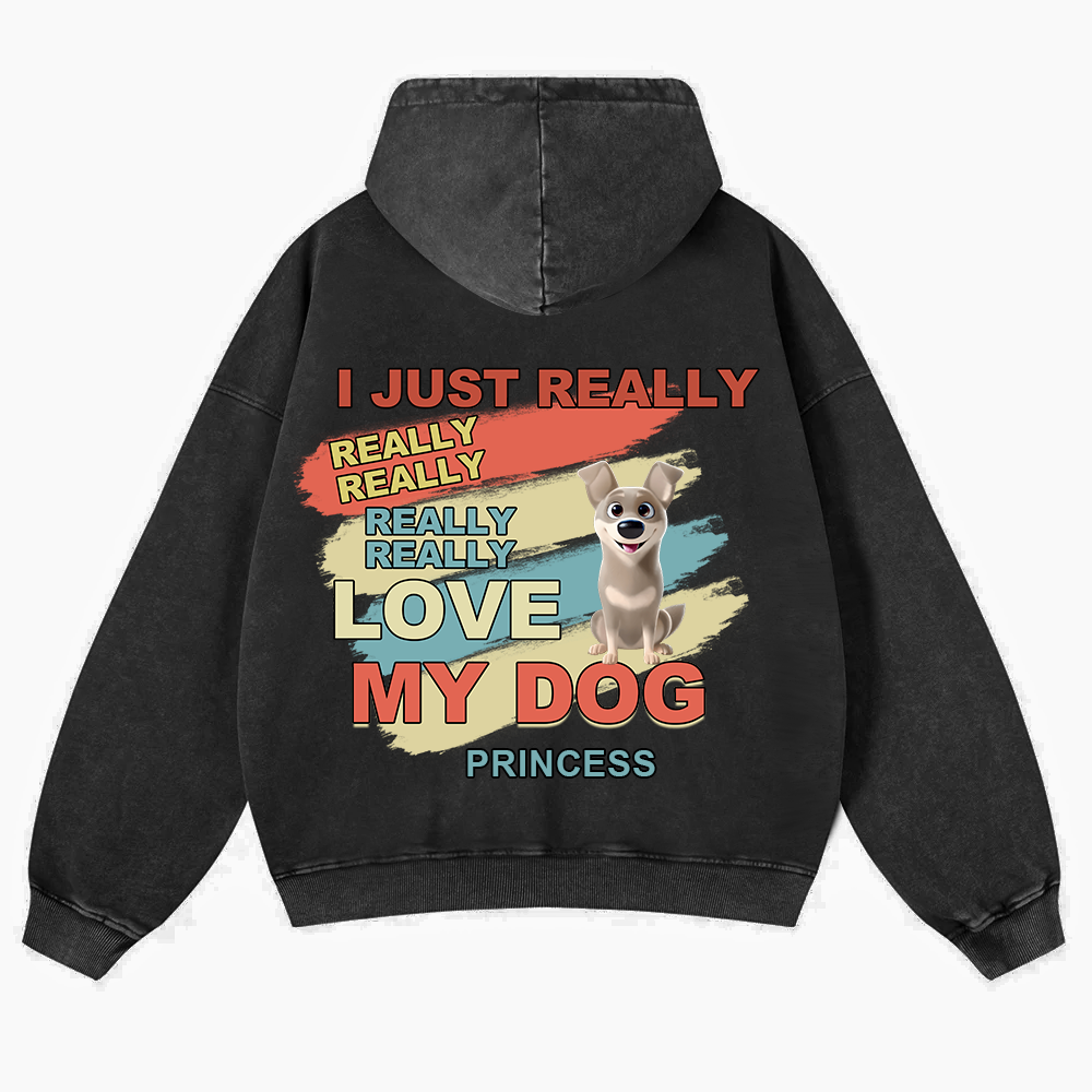 I Just Really Love My Dogs- Personalized Custom Unisex Washed Hoodie wearishow