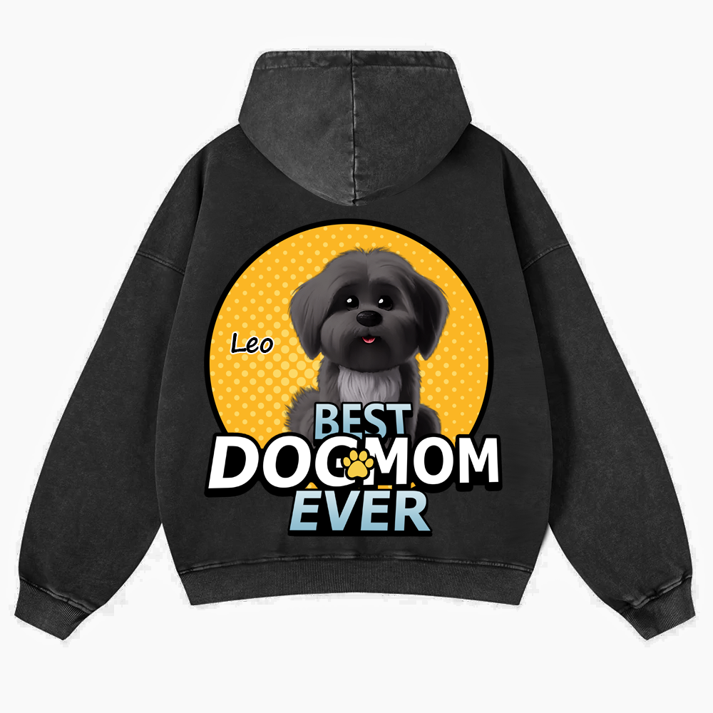 Best Dog Mom For Furry Kid - Personalized Custom Unisex Washed Hoodie wearishow