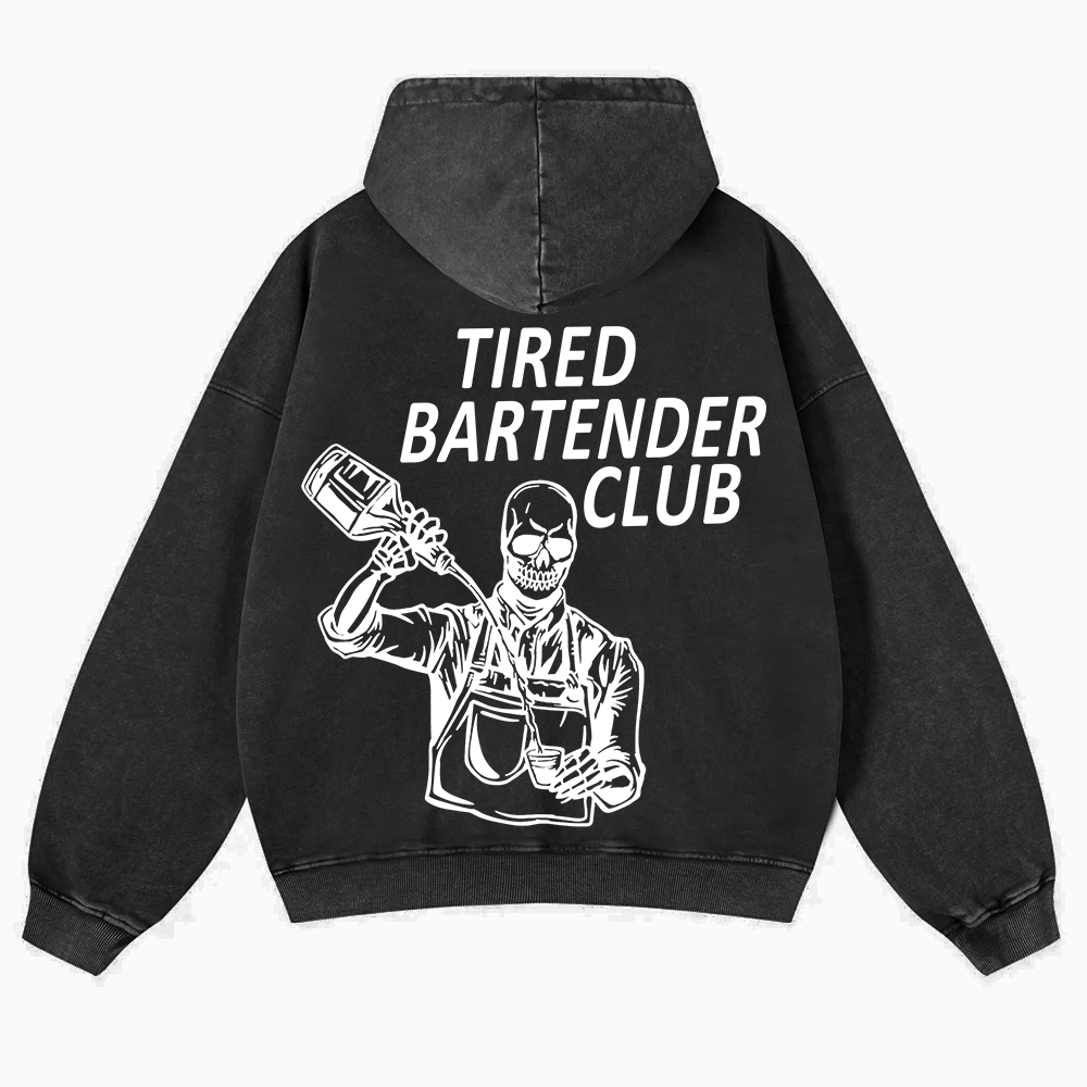 Tired Bartender Club Unisex Fit  Washed Hoodie wearishow