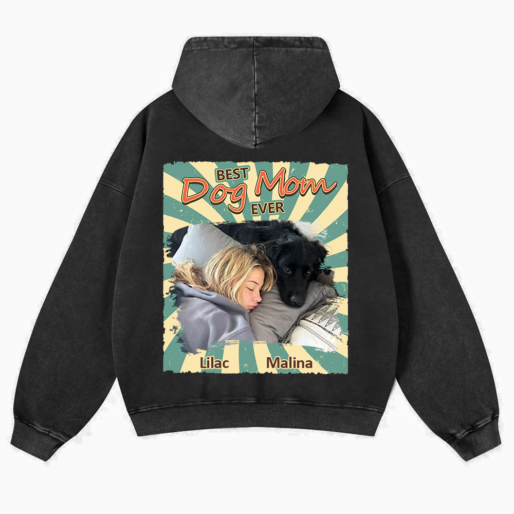 Retro Funny Dog Shirt Photo - Personalized Custom Unisex Washed Hoodie wearishow