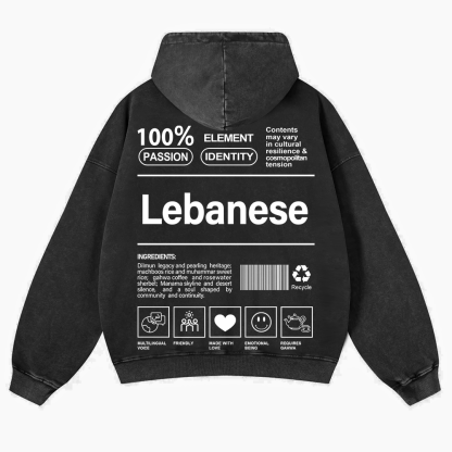 Lebanese Unisex Fit  Washed Hoodie wearishow