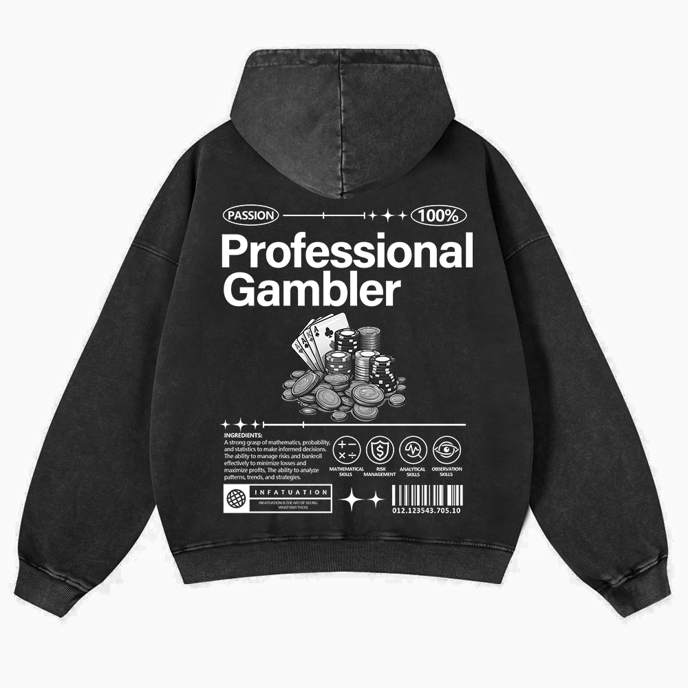 Professional Gambler Washed Hoodie wearishow