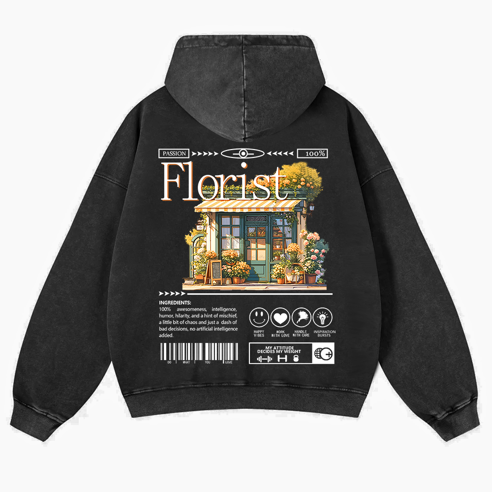 Florist Washed Hoodie wearishow