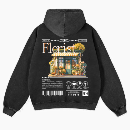 Florist Washed Hoodie wearishow