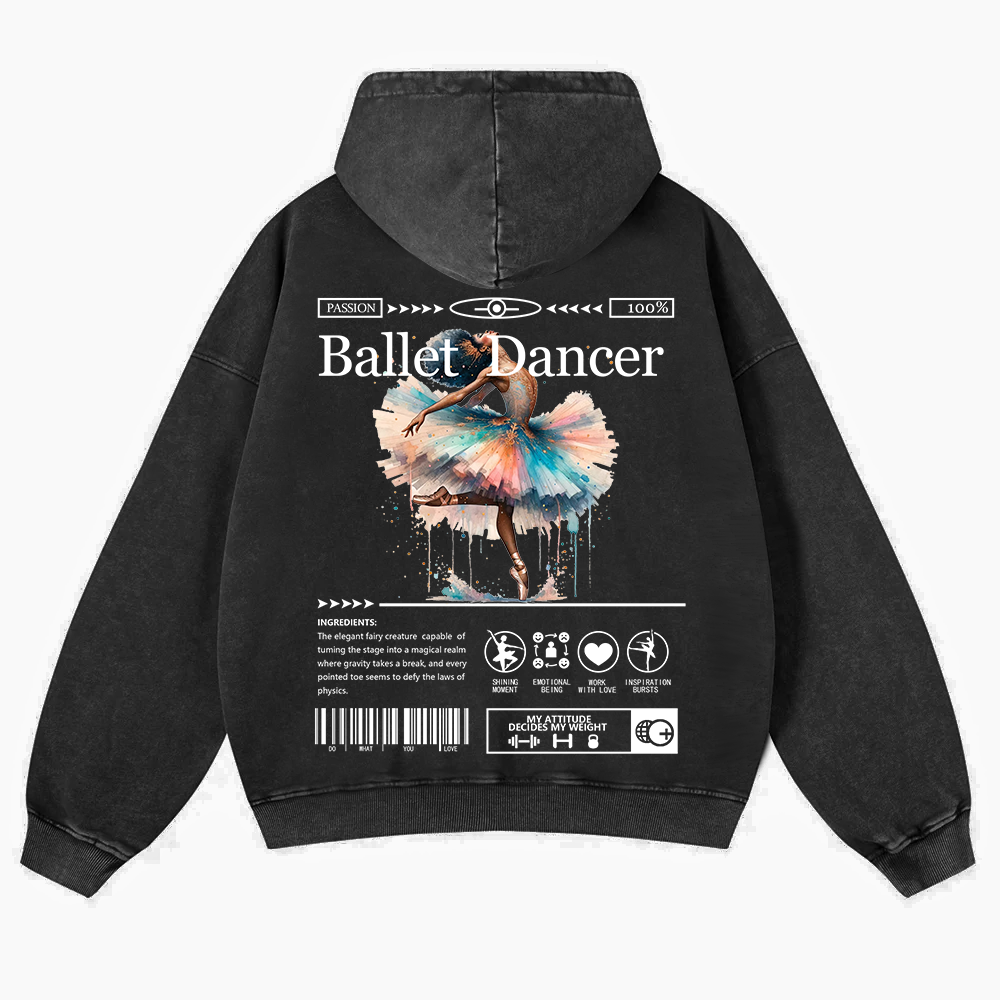 Ballet Dancer Washed Hoodie wearishow