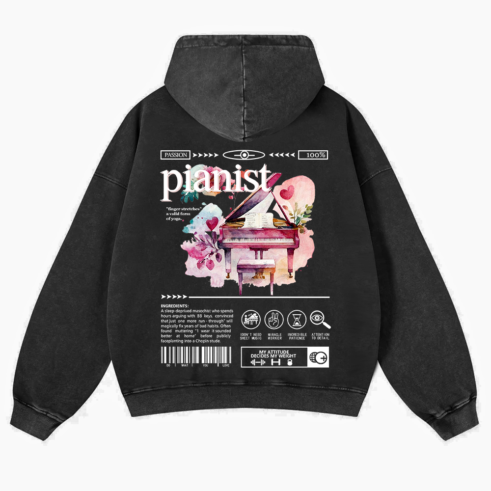 Pianist Washed Hoodie wearishow
