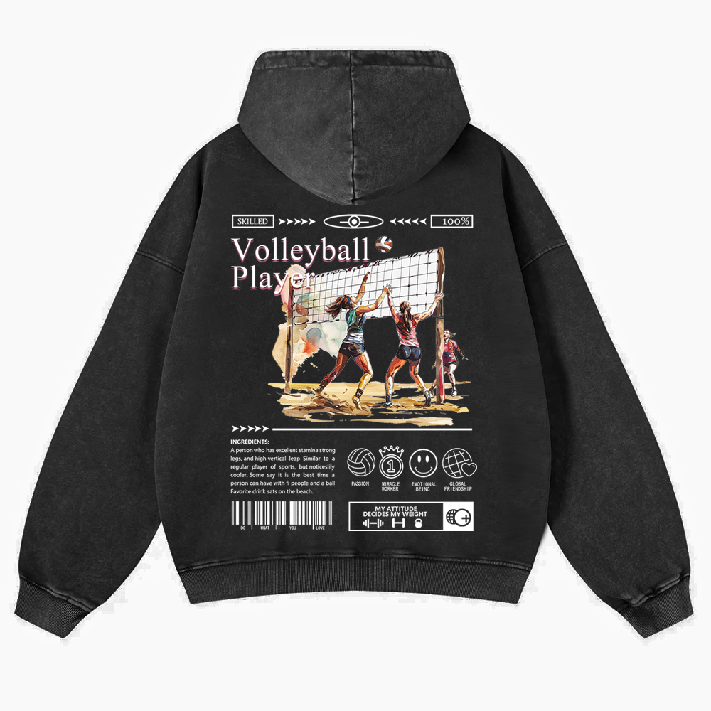 Volleyball Player Washed Hoodie wearishow