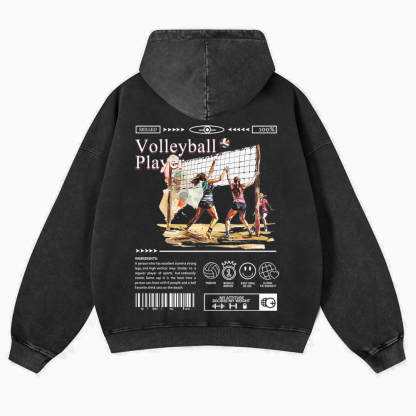 Volleyball Player Washed Hoodie wearishow