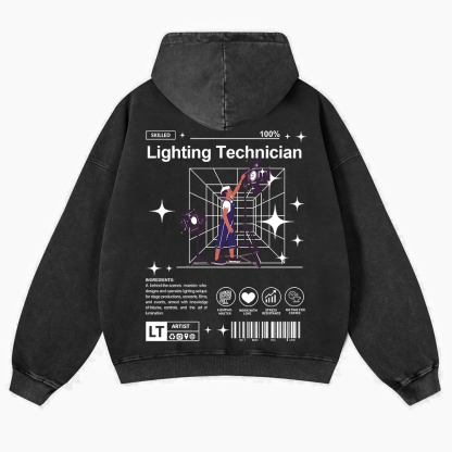Lighting Technician Washed Hoodie wearishow