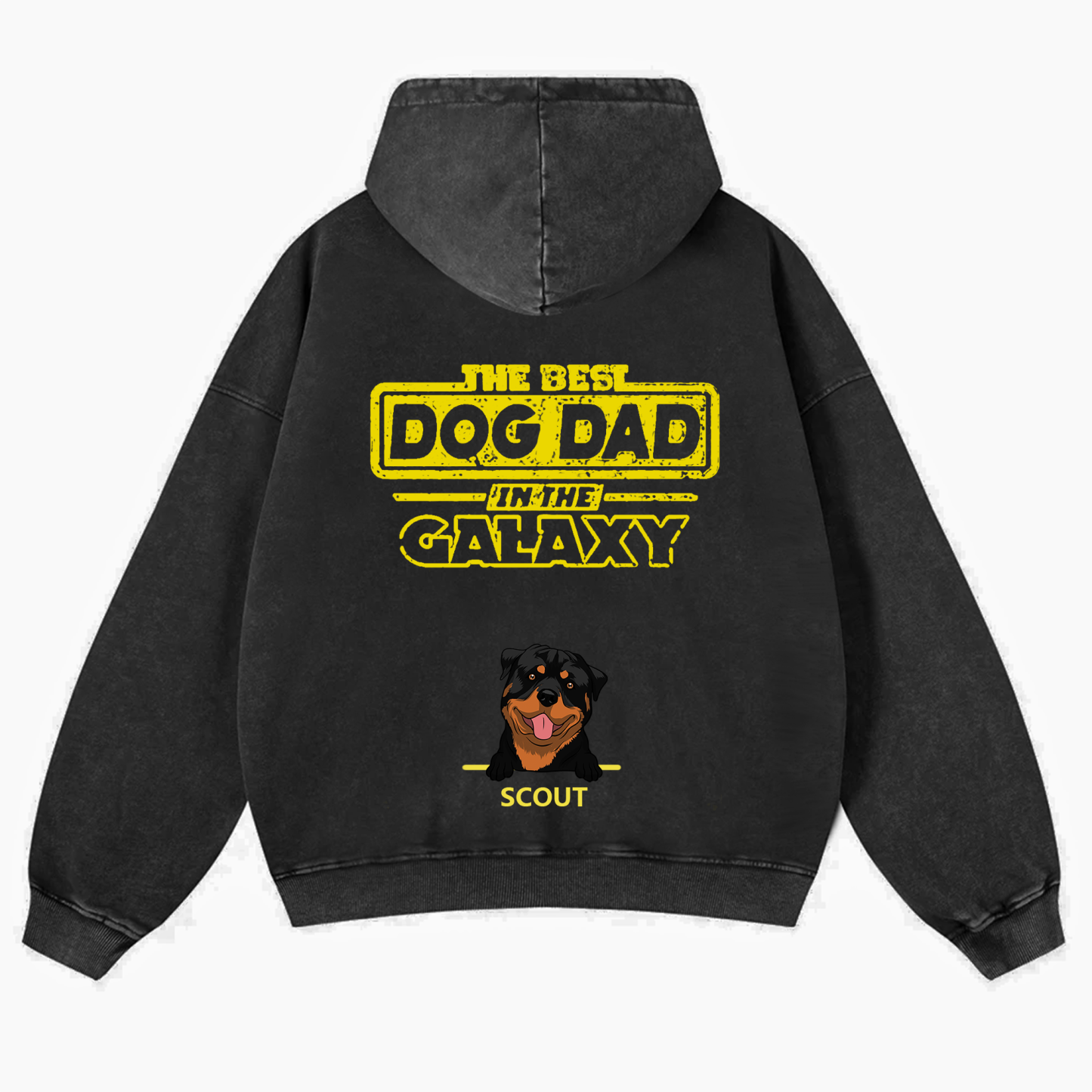 The Best Dog Dad In The Galaxy - Personalized Custom Unisex Washed Hoodie