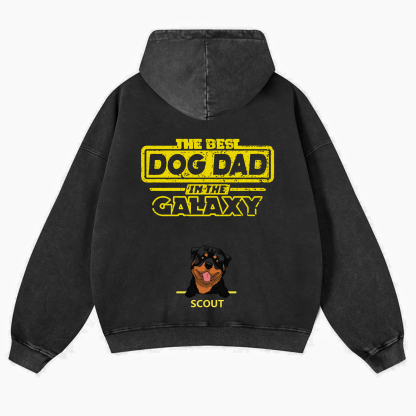 The Best Dog Dad In The Galaxy - Personalized Custom Unisex Washed Hoodie