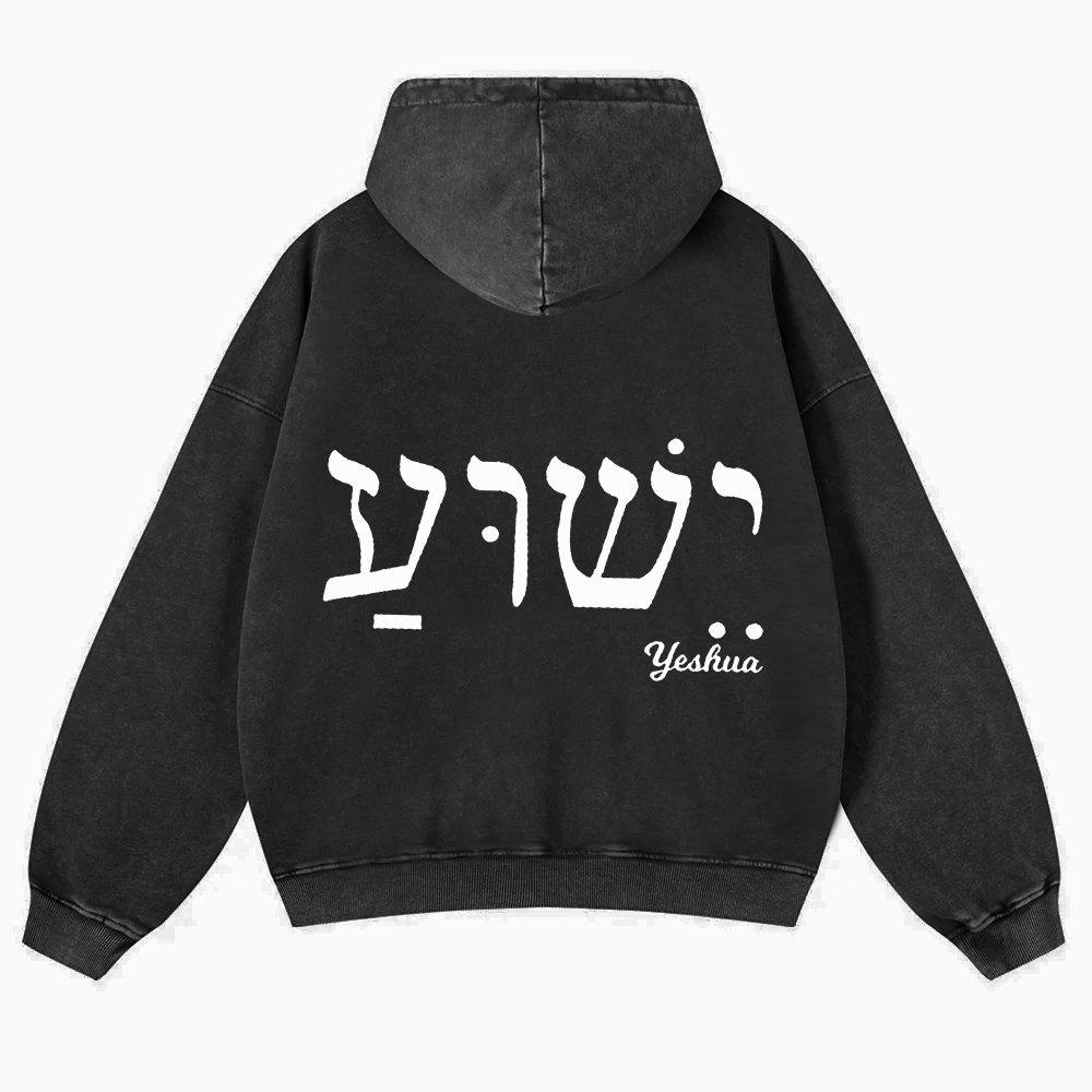 Yahweh Elohim Hebrew Yeshua Washed Hoodie wearishow