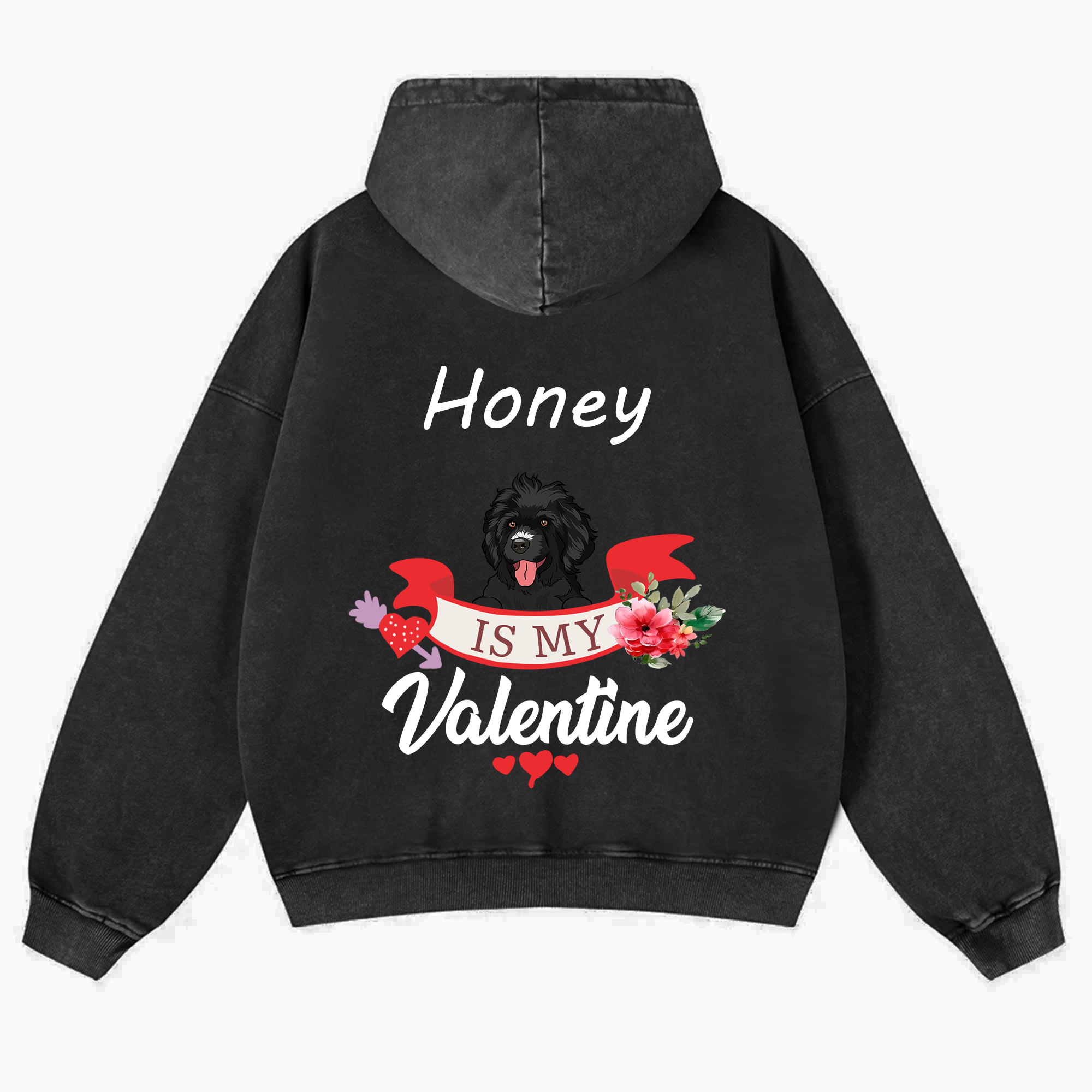 My Dog Is My Valentine Lover - Personalized Custom Unisex Washed Hoodie