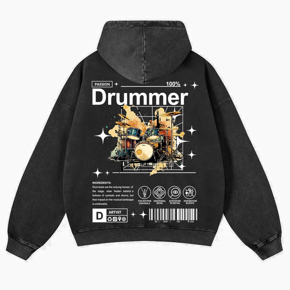 Drummer Washed Hoodie wearishow