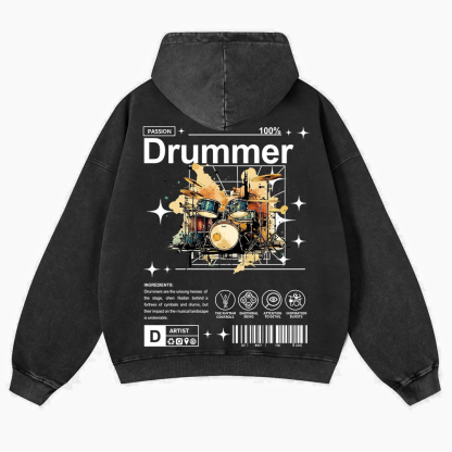 Drummer Washed Hoodie wearishow
