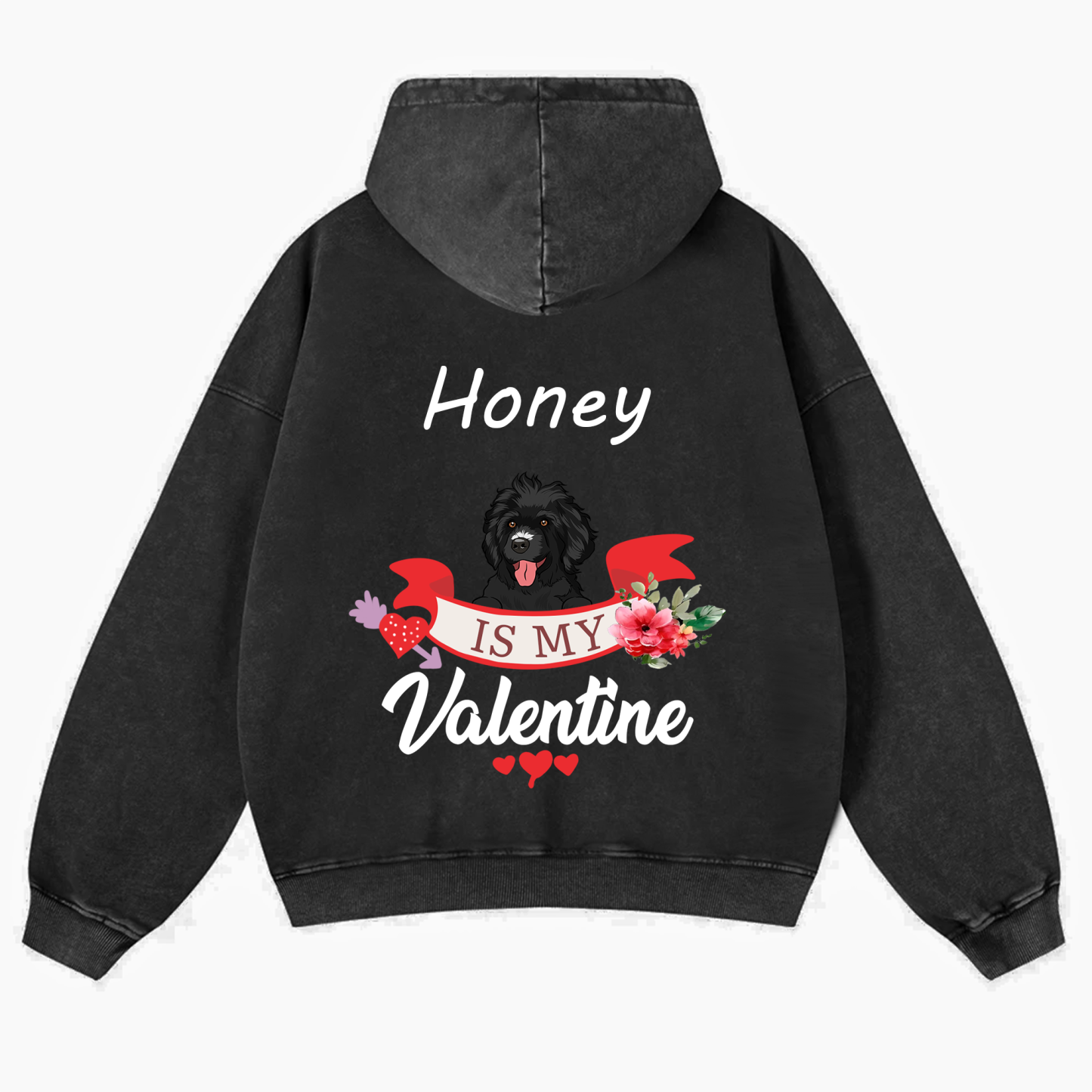 My Dog Is My Valentine Lover - Personalized Custom Unisex Washed Hoodie