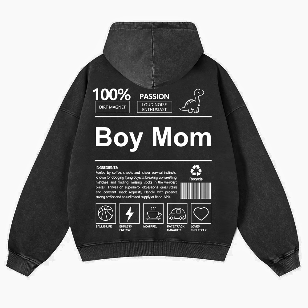 Boy Mom Washed Hoodie wearishow