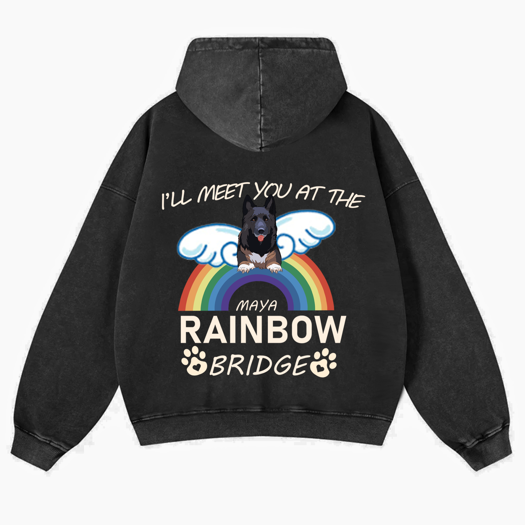 I'll Meet You At The Rainbow Bridge - Personalized Custom Unisex Washed Hoodie