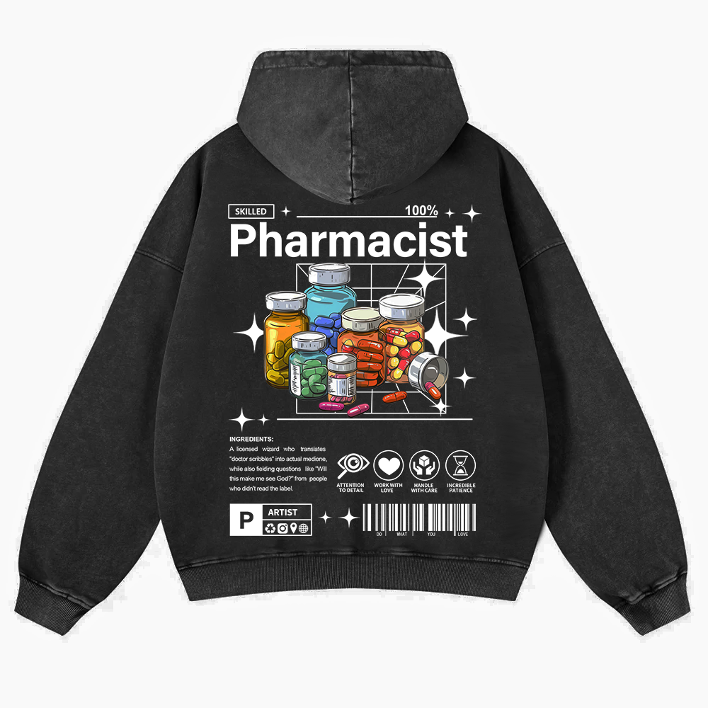Pharmacist Washed Hoodie wearishow