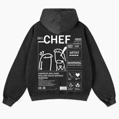 Chef Solid Color Unisex Washed Hoodie