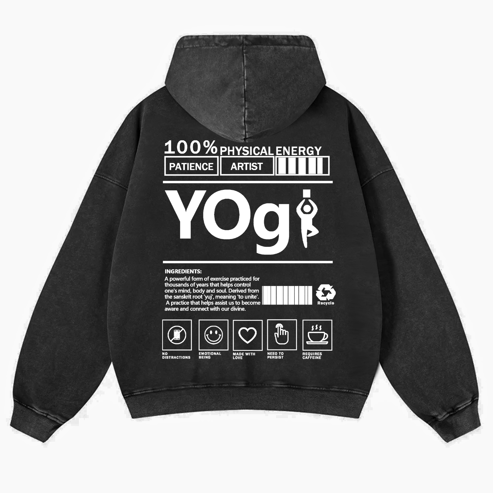 Yogi Solid Color Unisex Washed Hoodie