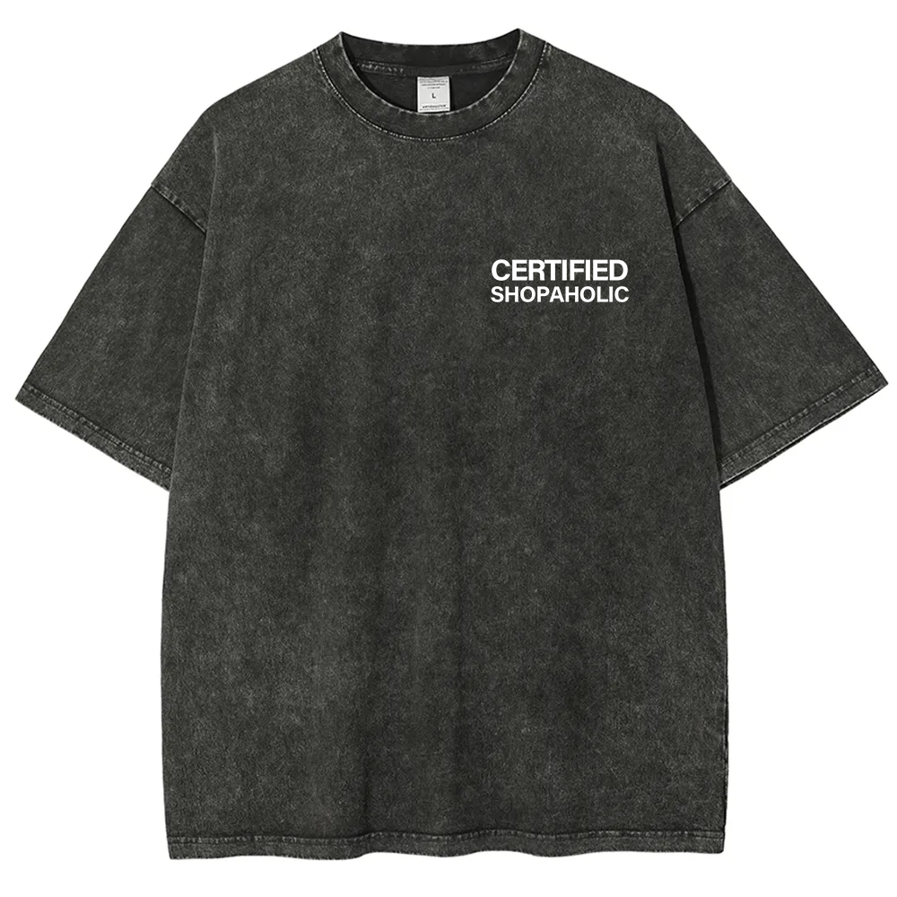 Certified Shopaholic Unisex Fit Washed T-Shirt